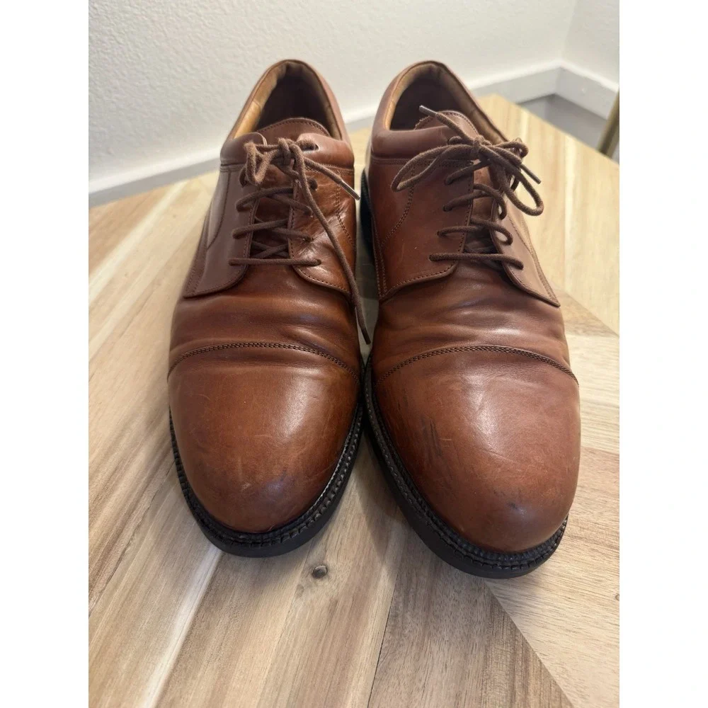 Johnston & Murphy PASSPORT Cap-Toe Oxfords Brown Cognac Leather‎ Lace UpMens 12M
